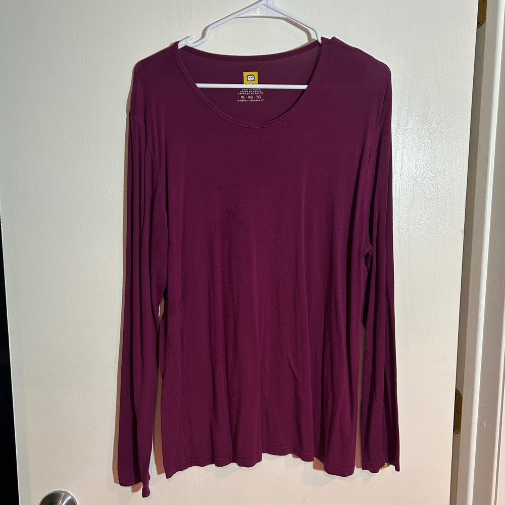 WonderWink Womens XL Modern Fit Long Sleeve Scrub Underscrub Tee Plum Purple